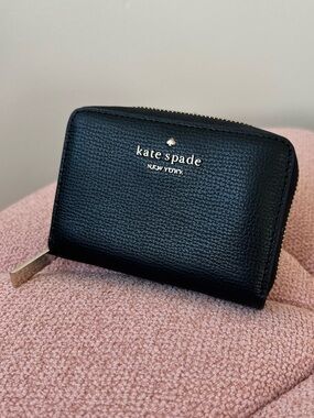Kate Spade Black Pebbled Leather Zip Wallet